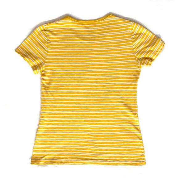 JCrew slub tee, small, yellow white stripes - Picture 2 of 6